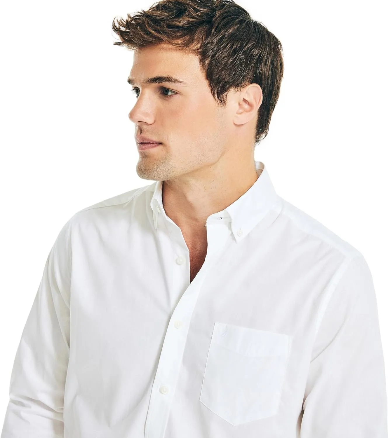 Nautica Men's Wrinkle Resistant Long Sleeve Button Front Shirt