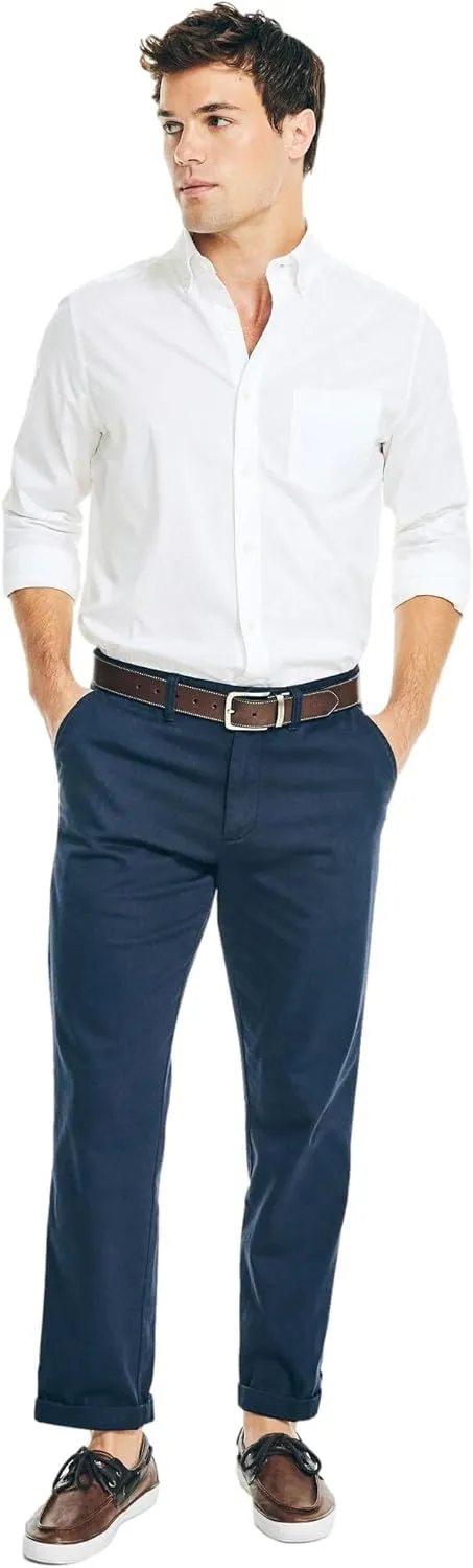 Nautica Men's Wrinkle Resistant Long Sleeve Button Front Shirt