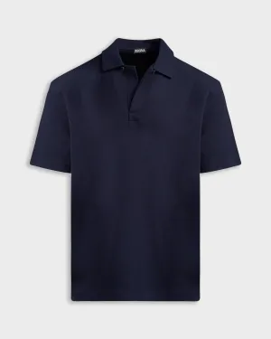 Navy Cotton Pique Polo Shirt