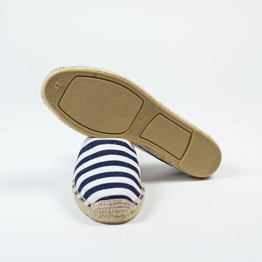 Navy woven stripes espadrilles with natural sole