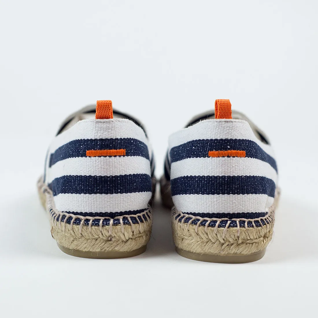 Navy woven stripes espadrilles with natural sole