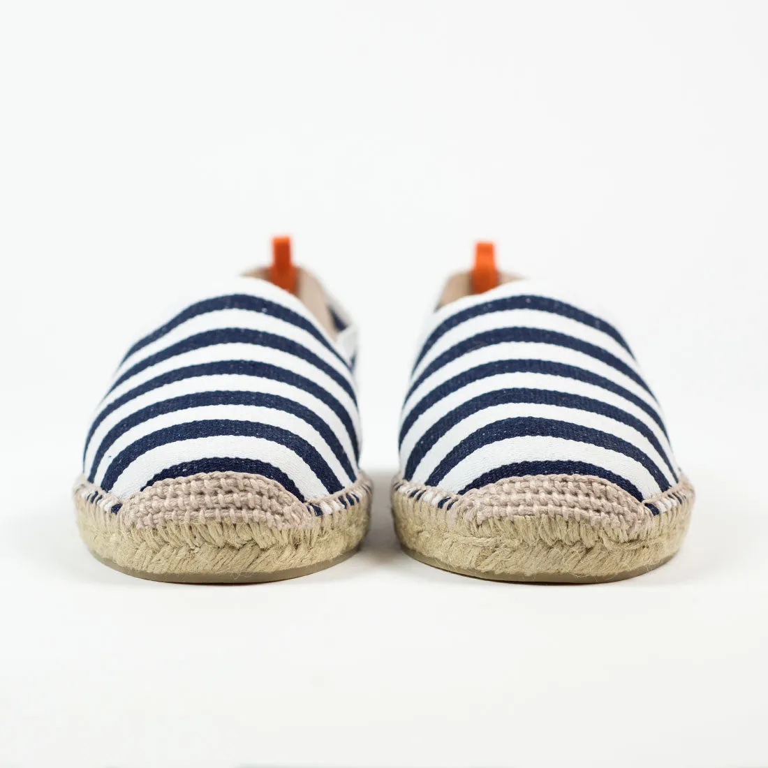 Navy woven stripes espadrilles with natural sole