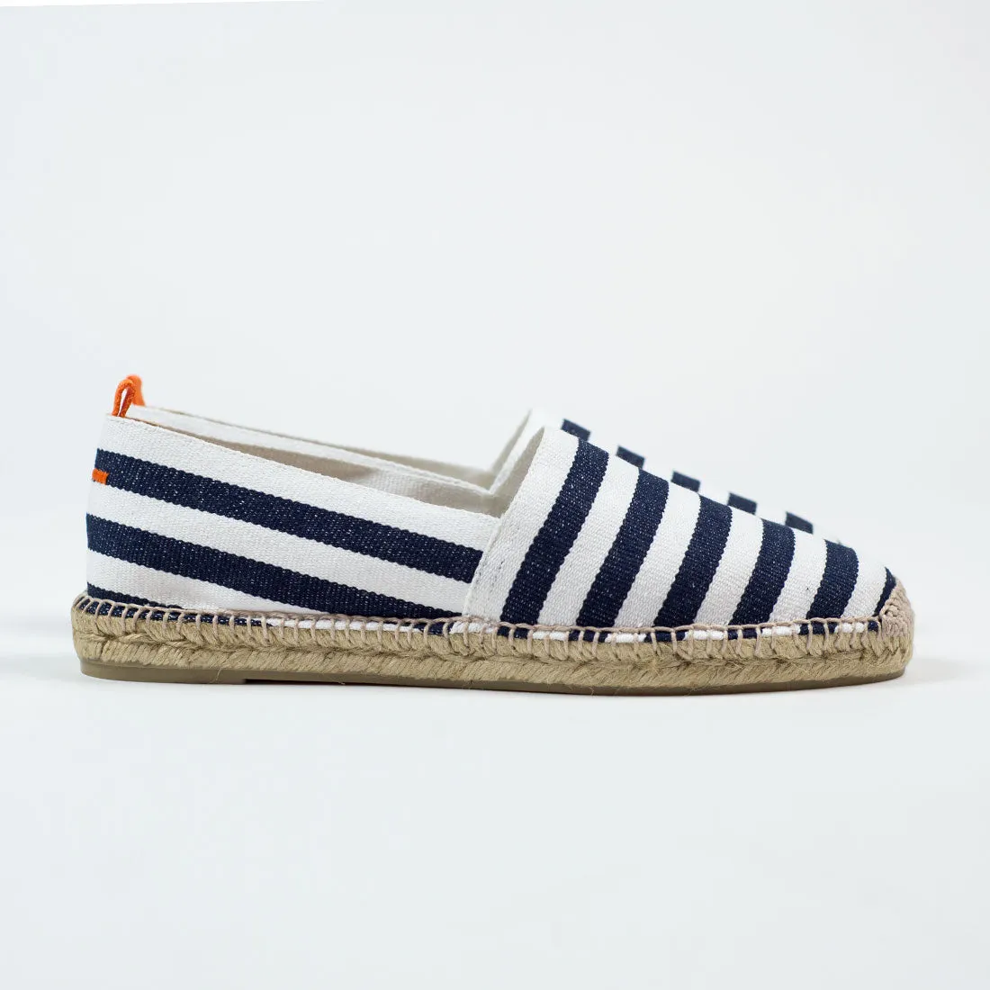 Navy woven stripes espadrilles with natural sole
