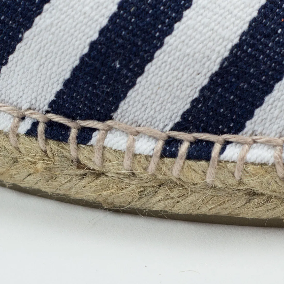 Navy woven stripes espadrilles with natural sole
