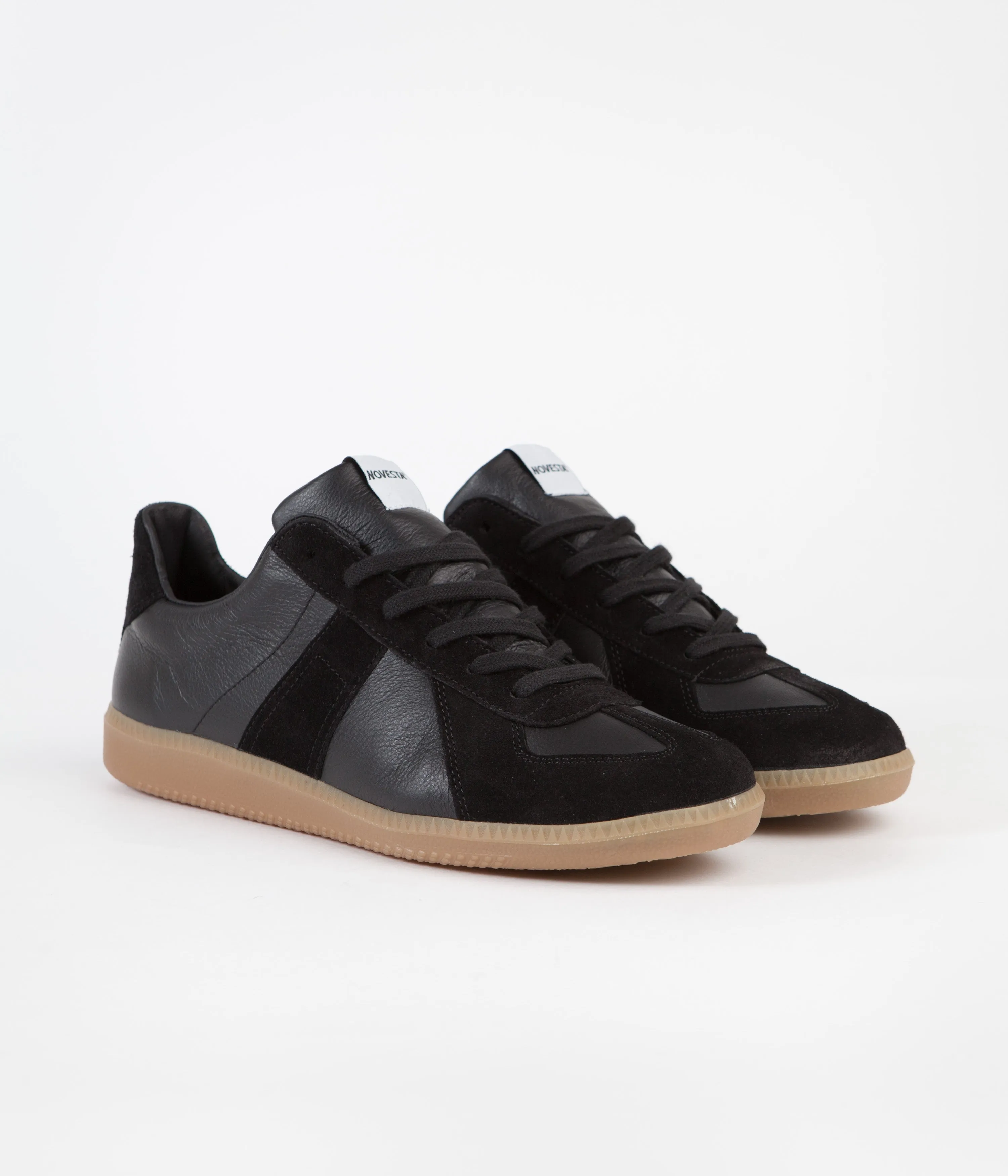 Novesta All Leather German Army Trainer Shoes - Black / 003 Transparent