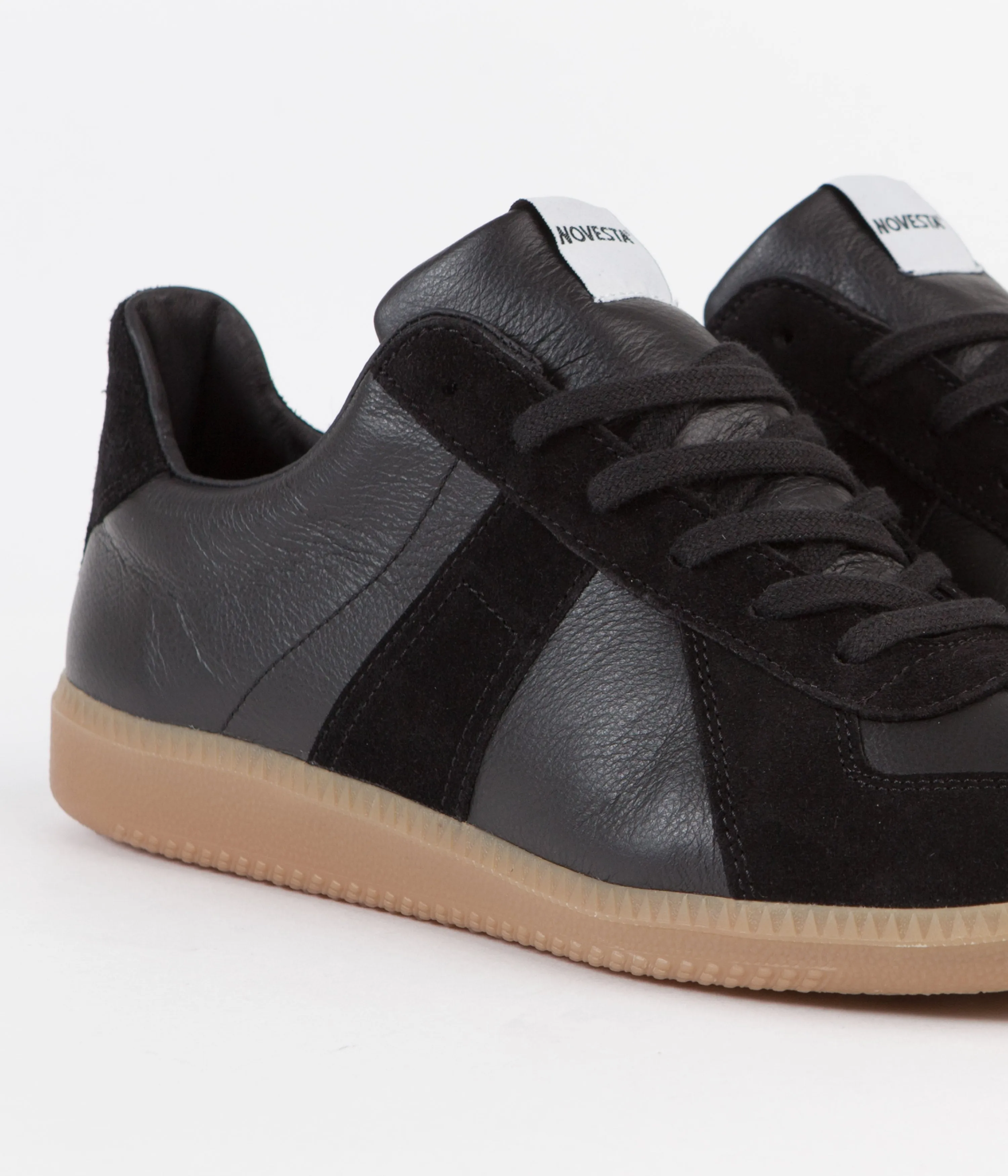Novesta All Leather German Army Trainer Shoes - Black / 003 Transparent