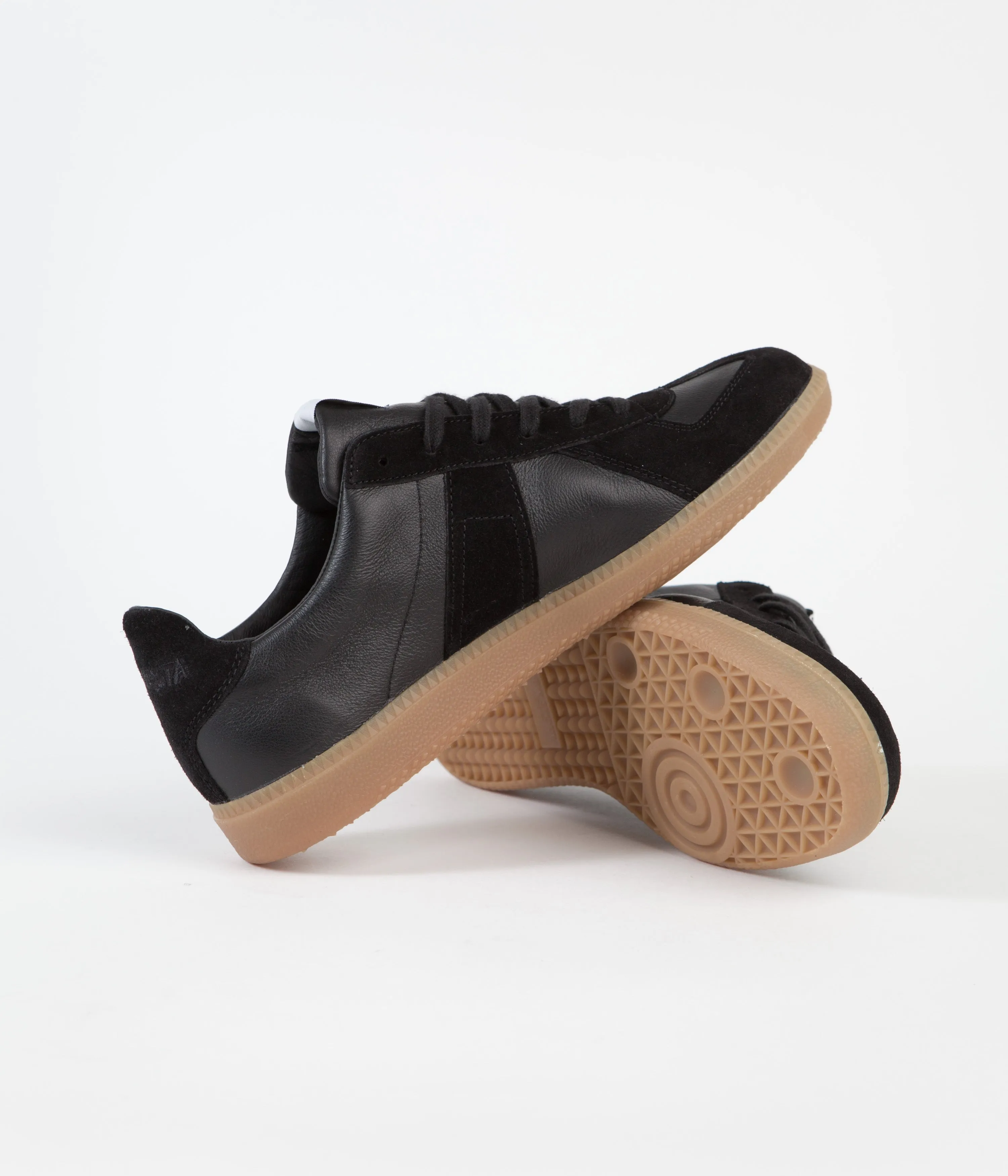 Novesta All Leather German Army Trainer Shoes - Black / 003 Transparent