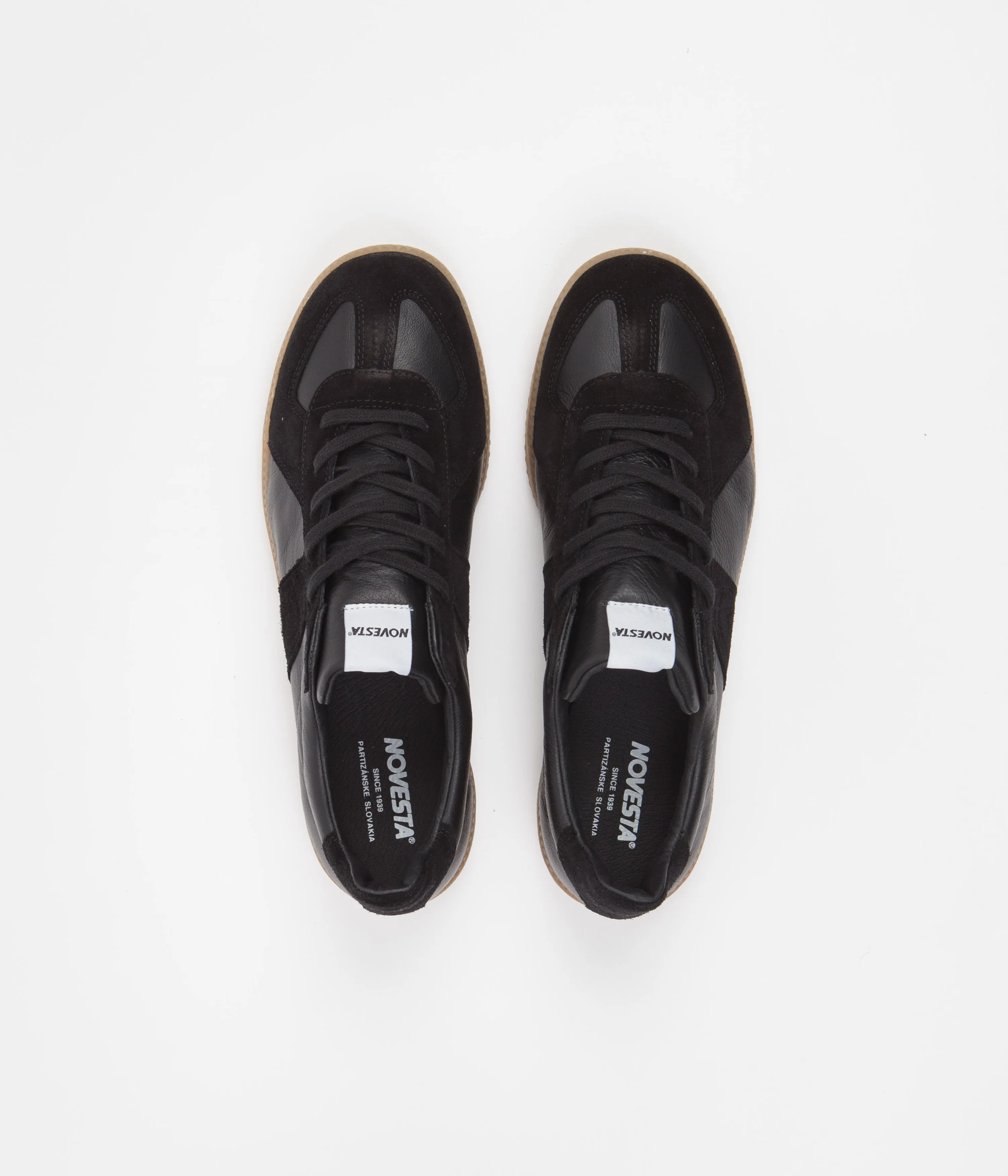 Novesta All Leather German Army Trainer Shoes - Black / 003 Transparent