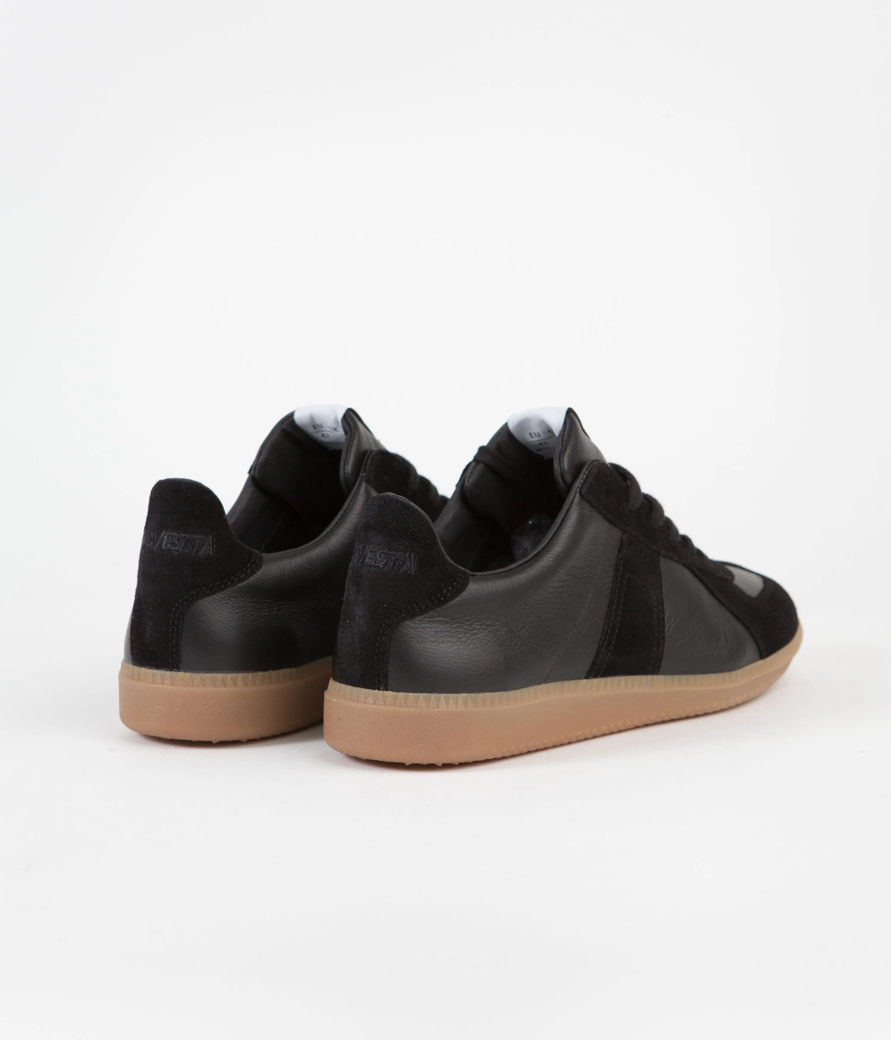Novesta All Leather German Army Trainer Shoes - Black / 003 Transparent