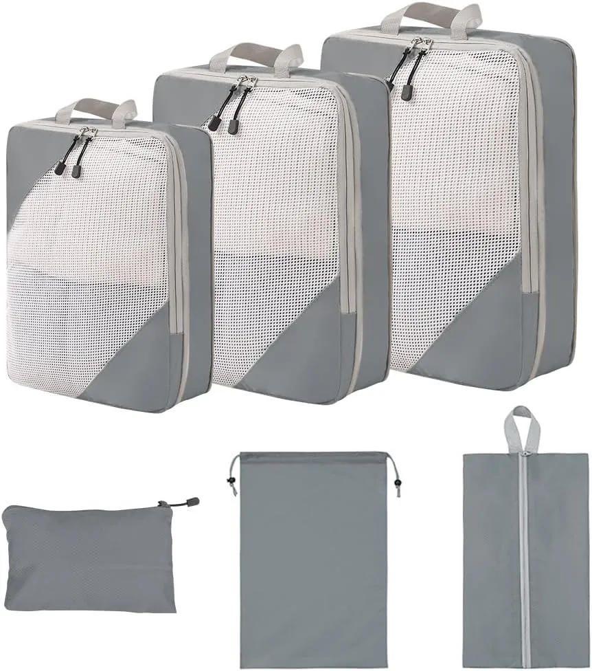 NuAngela Compression Packing Cubes for Travel 6 Set Packing Cubes for Suitcases Travel Luggage Organizers Bags Set for Essentials Lightweight Packing Organizers for Carry on Suitcases