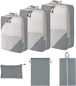 NuAngela Compression Packing Cubes for Travel 6 Set Packing Cubes for Suitcases Travel Luggage Organizers Bags Set for Essentials Lightweight Packing Organizers for Carry on Suitcases