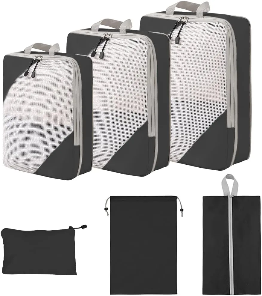 NuAngela Compression Packing Cubes for Travel 6 Set Packing Cubes for Suitcases Travel Luggage Organizers Bags Set for Travel Essentials Lightweight Packing Organizers for Carry on Suitcases