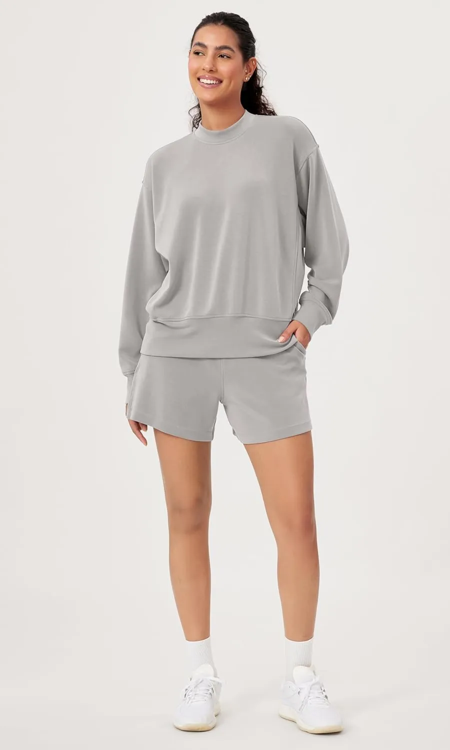 ODODOS Modal Soft Long Sleeve Oversized Sweatshirts for Women Crew Neck Pullover Tops