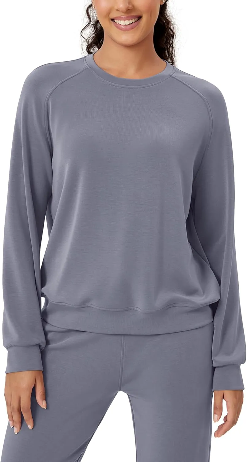 ODODOS Modal Soft Raglan Long Sleeves Sweatshirts for Women Oversized Crew Neck Pullover Tops