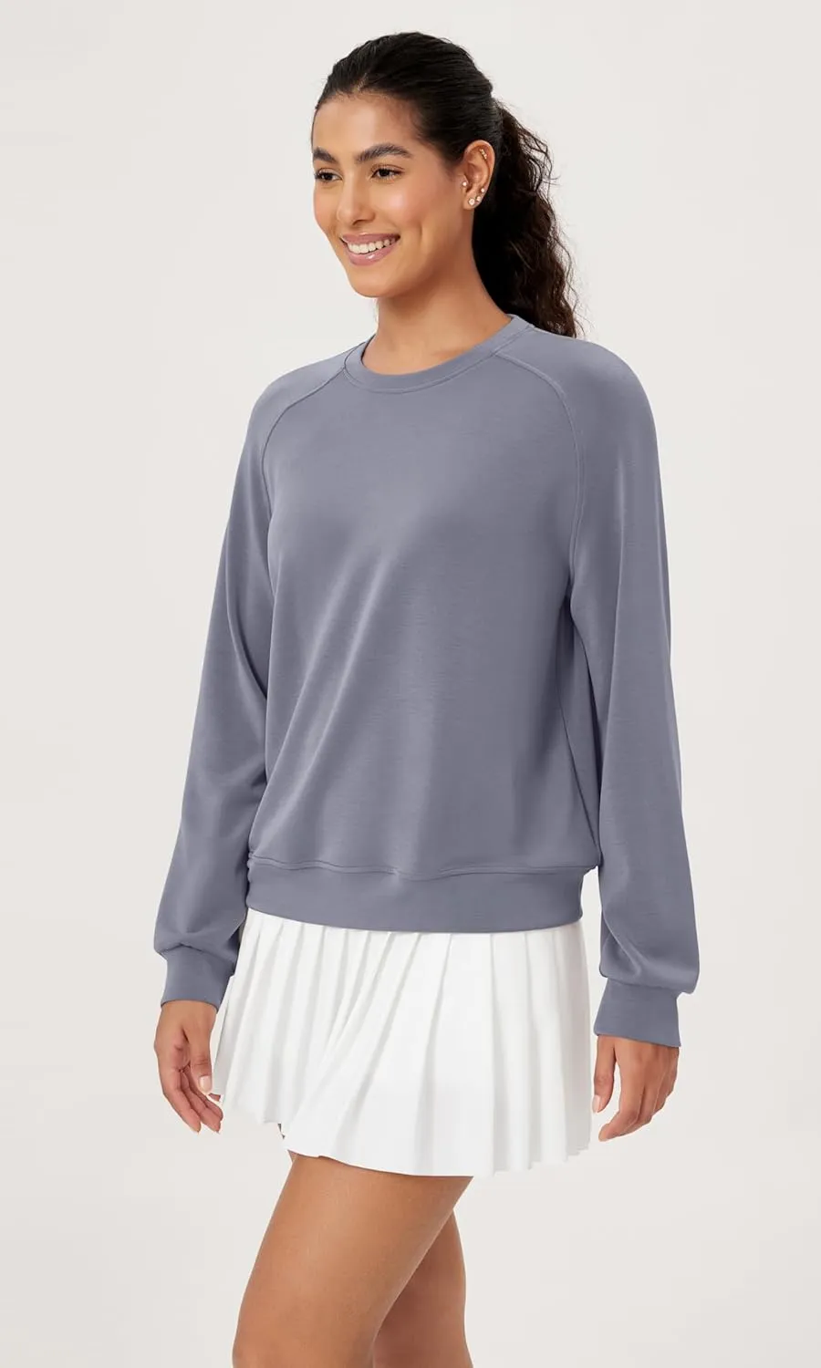 ODODOS Modal Soft Raglan Long Sleeves Sweatshirts for Women Oversized Crew Neck Pullover Tops