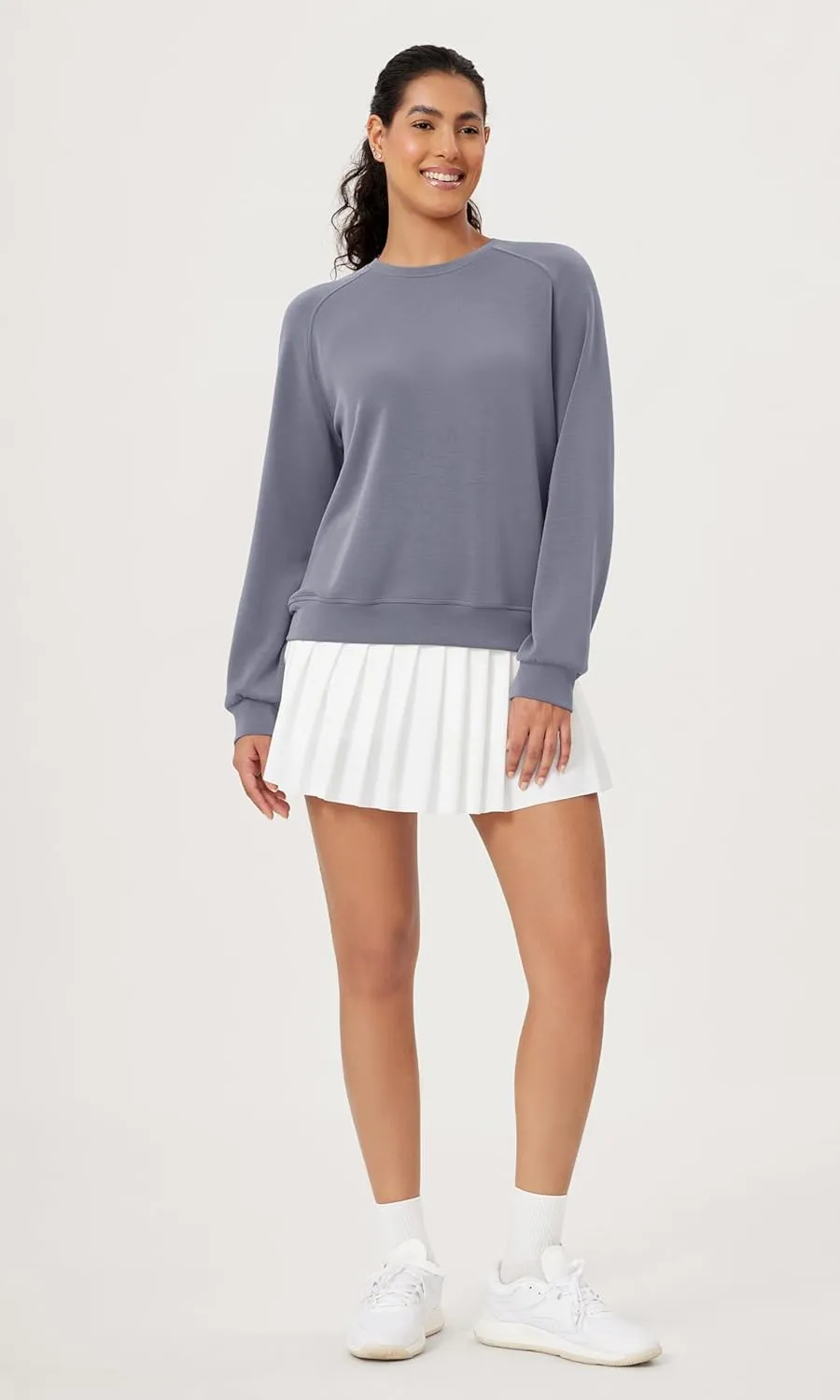 ODODOS Modal Soft Raglan Long Sleeves Sweatshirts for Women Oversized Crew Neck Pullover Tops