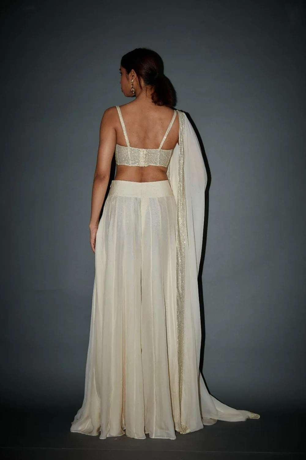 Off-White Chiffon Sharara Set