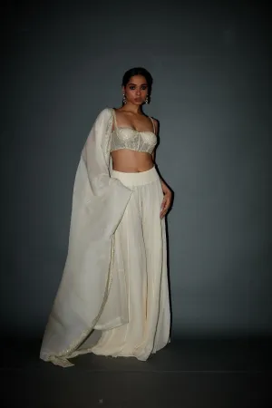 Off-White Chiffon Sharara Set