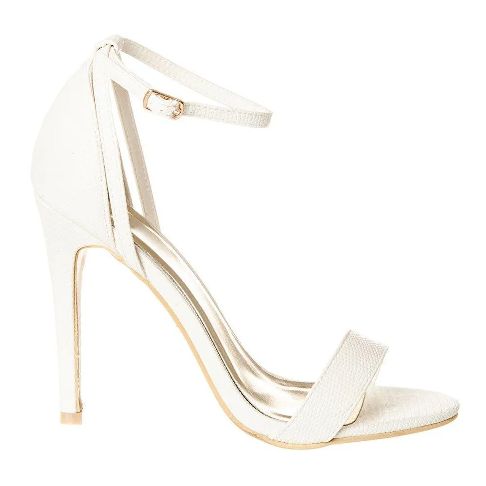 Open-Toe Ankle Strap High Stiletto Heel Sandal In Lizard Print