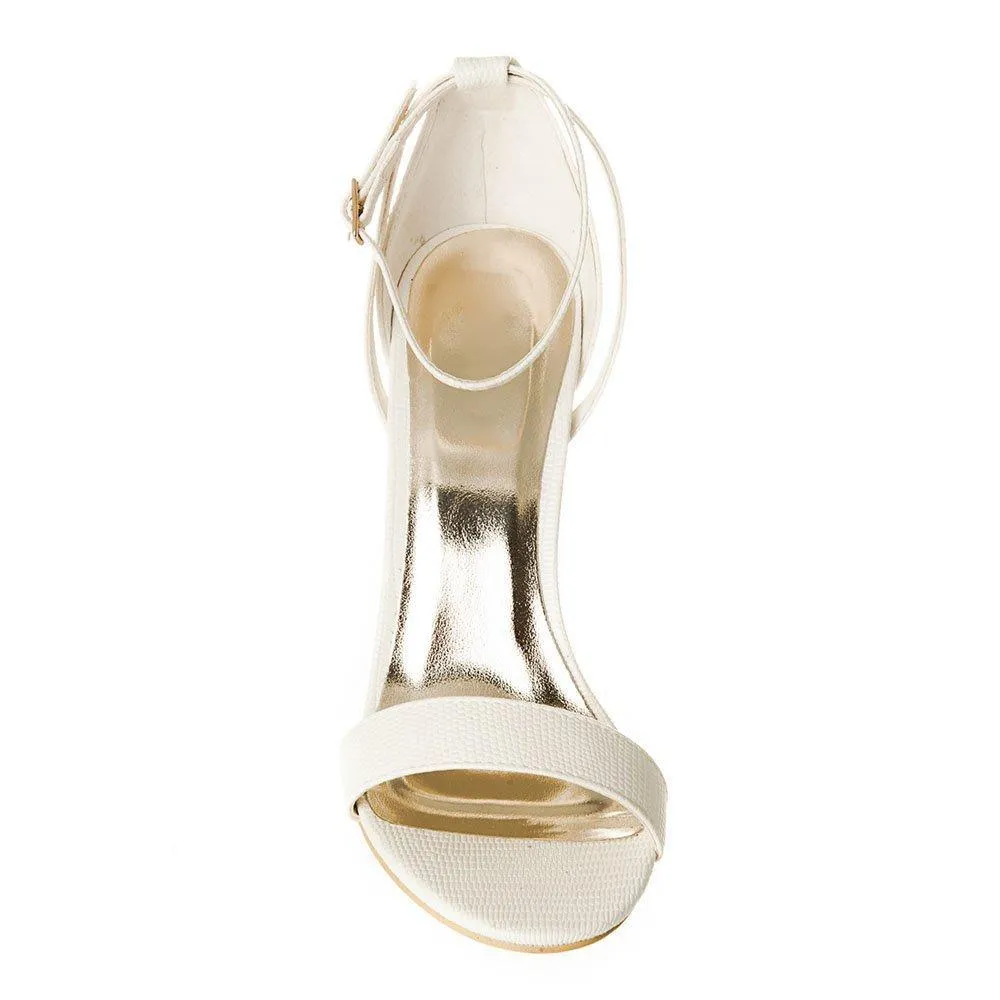 Open-Toe Ankle Strap High Stiletto Heel Sandal In Lizard Print
