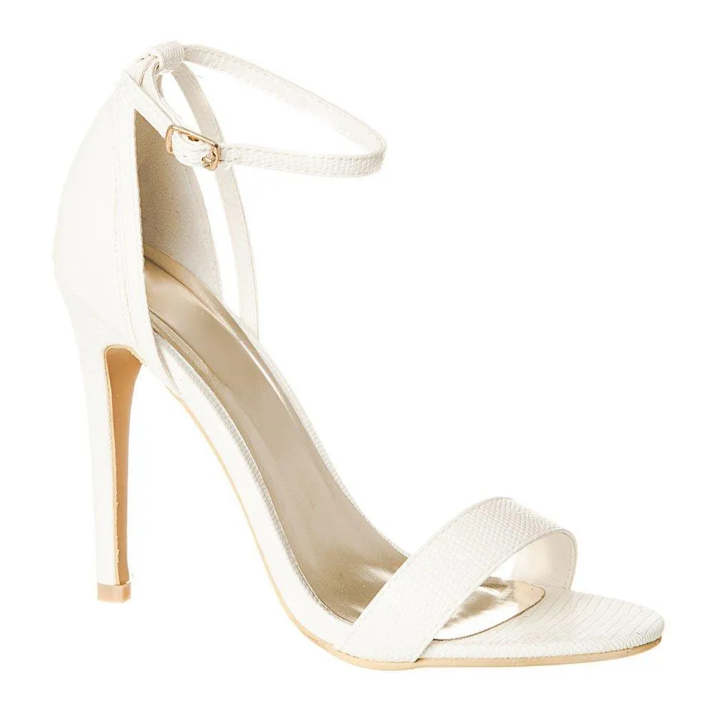 Open-Toe Ankle Strap High Stiletto Heel Sandal In Lizard Print