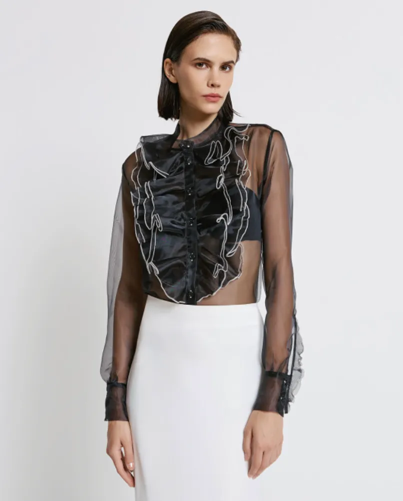 Organza Shirt with Ruffles