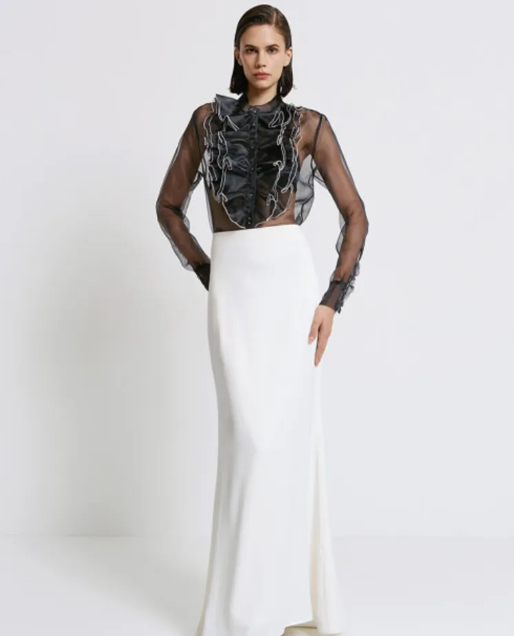 Organza Shirt with Ruffles