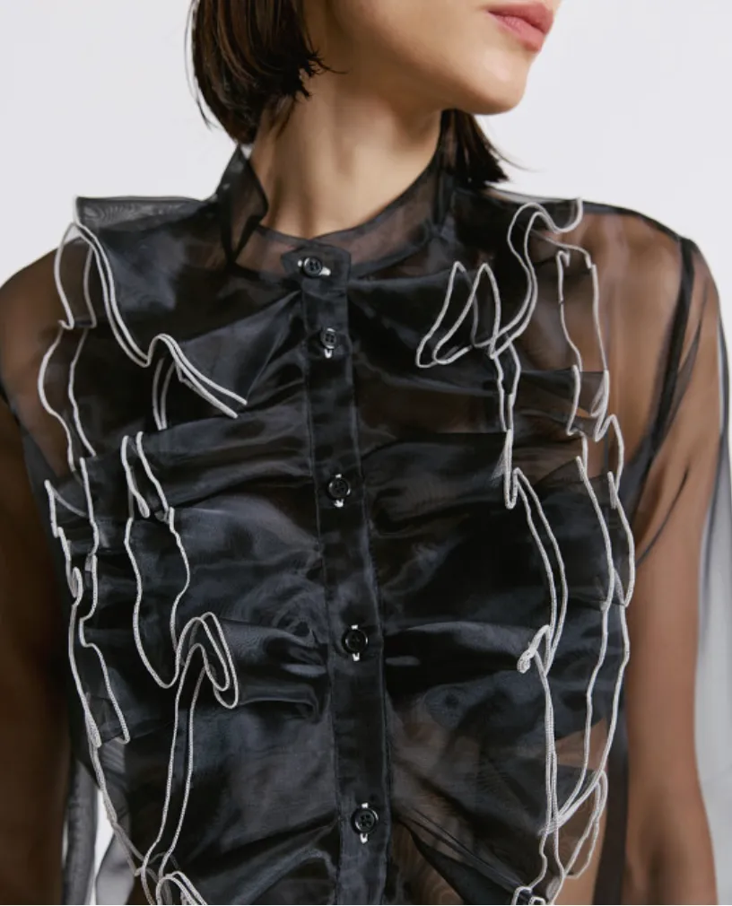 Organza Shirt with Ruffles