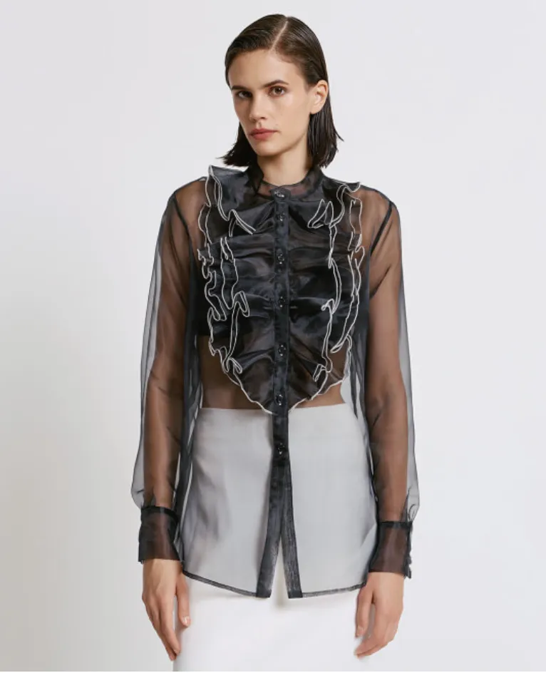 Organza Shirt with Ruffles