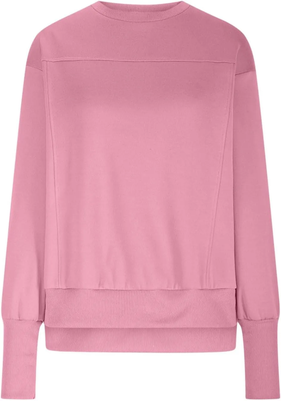 Oversized Crewneck Sweatshirt Women High Low Fleece Pullover Side Slit Drop Shoulder Soft Fall Sweatshirts No Hood