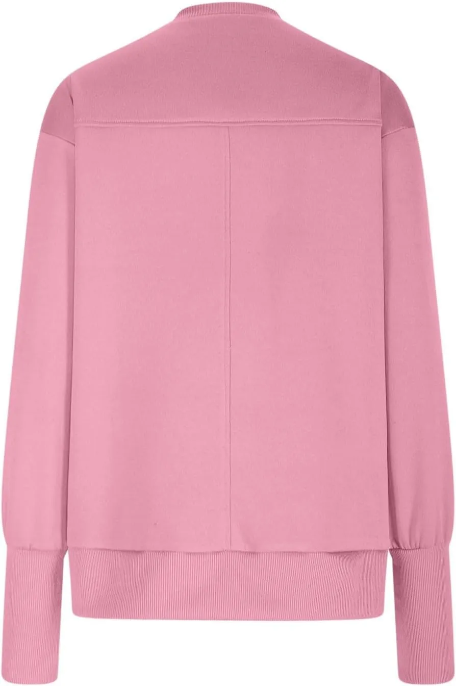 Oversized Crewneck Sweatshirt Women High Low Fleece Pullover Side Slit Drop Shoulder Soft Fall Sweatshirts No Hood