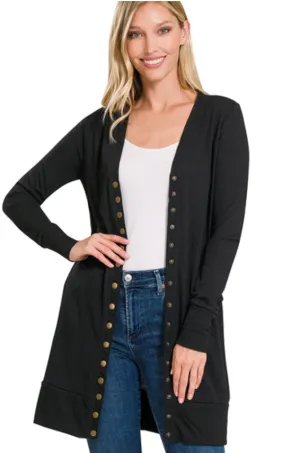 Oversized Snap Cardigan