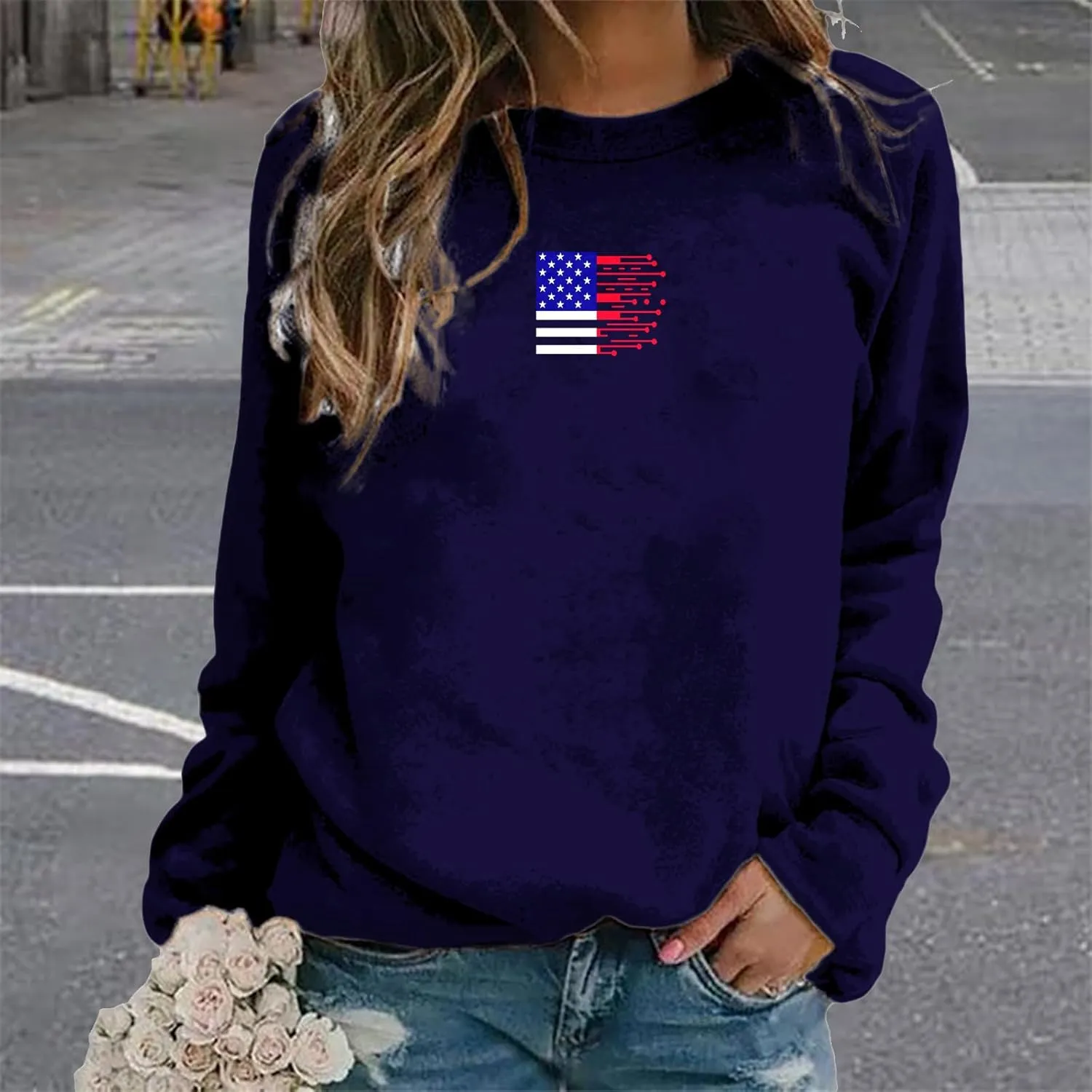 Oversized Sweatshirts for Women Trendy Crewneck Pullover Soft Comfy Crewneck Graphic Casual Long Sleeve Shirts