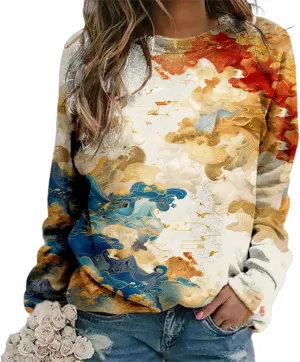 Oversized Sweatshirts for Women Trendy Crewneck Pullover Soft Comfy Crewneck Graphic Casual Long Sleeve Shirts