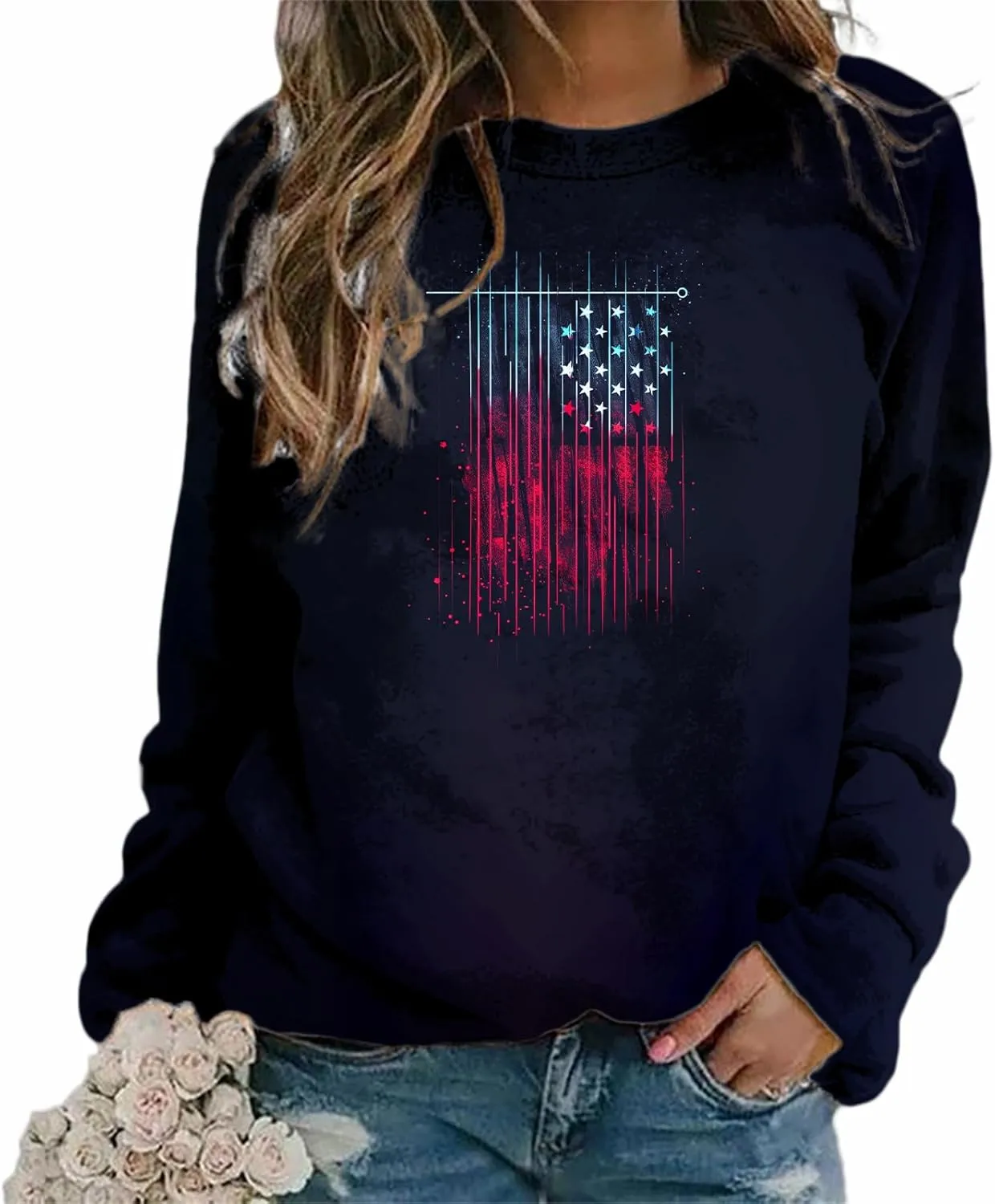 Oversized Sweatshirts for Women Trendy Crewneck Pullover Soft Comfy Crewneck Graphic Casual Long Sleeve Shirts