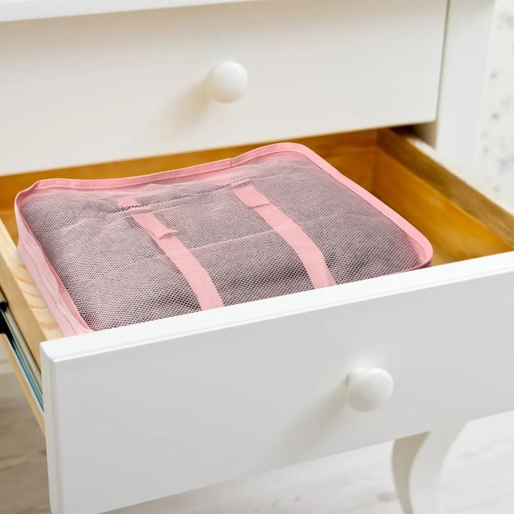 Packing Cubes VAGREEZ 7 Pcs Travel Luggage Packing Organizers Set with Toiletry Bag (Pink)