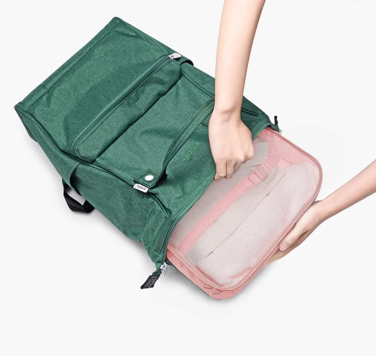 Packing Cubes VAGREEZ 7 Pcs Travel Luggage Packing Organizers Set with Toiletry Bag (Pink)