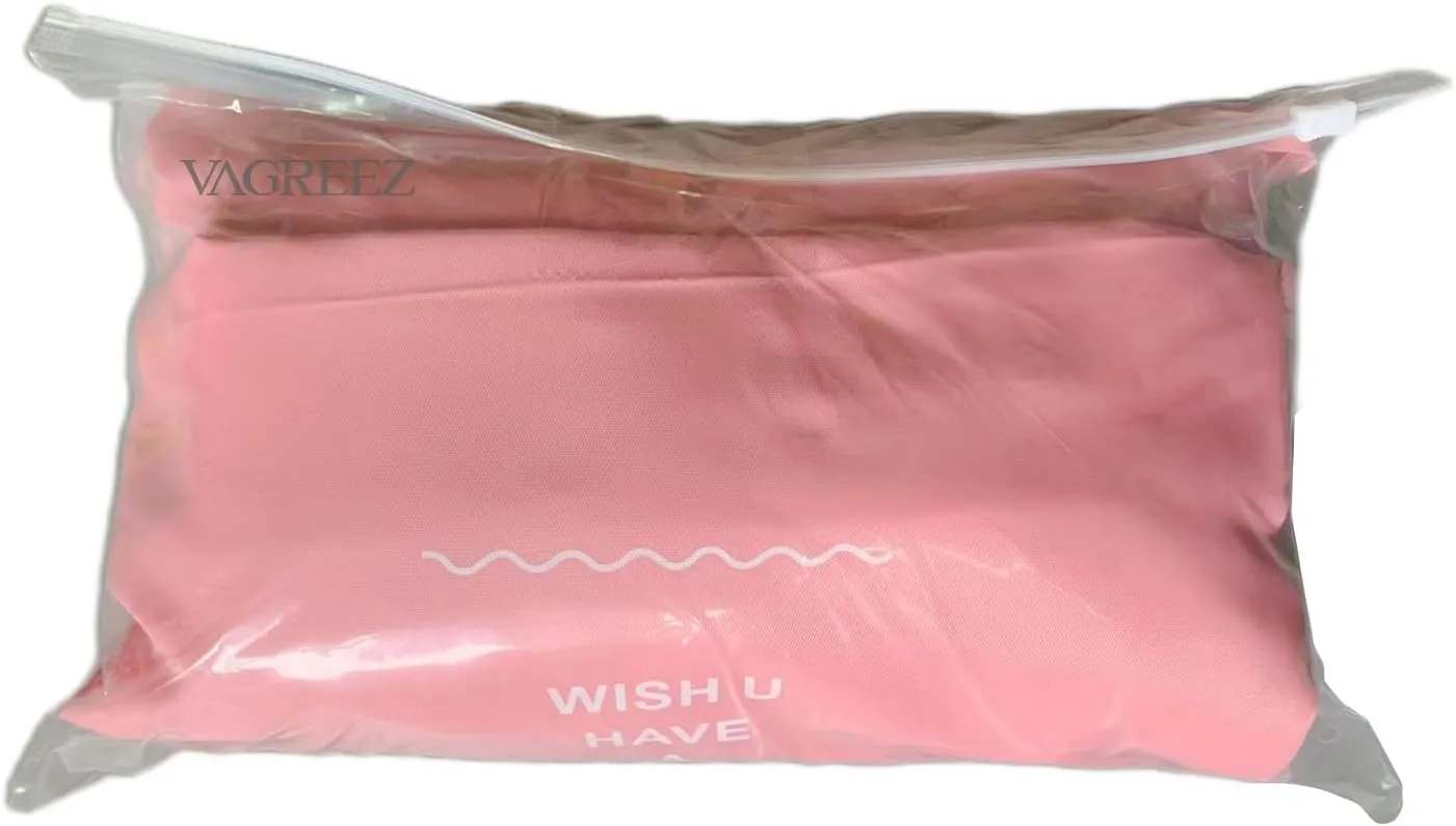 Packing Cubes VAGREEZ 7 Pcs Travel Luggage Packing Organizers Set with Toiletry Bag (Pink)