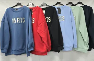 Paris Cotton Sweatshirt Top – One Size (UK 10-20)
