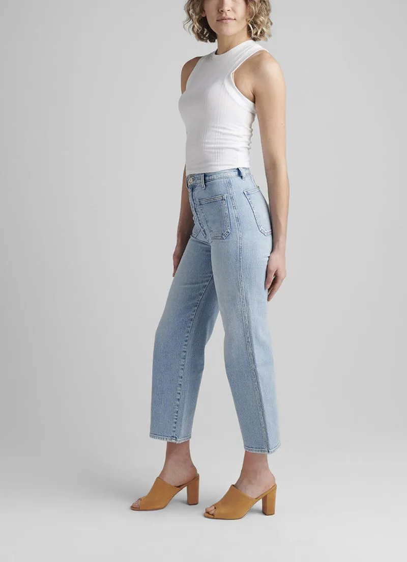 Patch Pocket High Rise Wide Leg Jeans