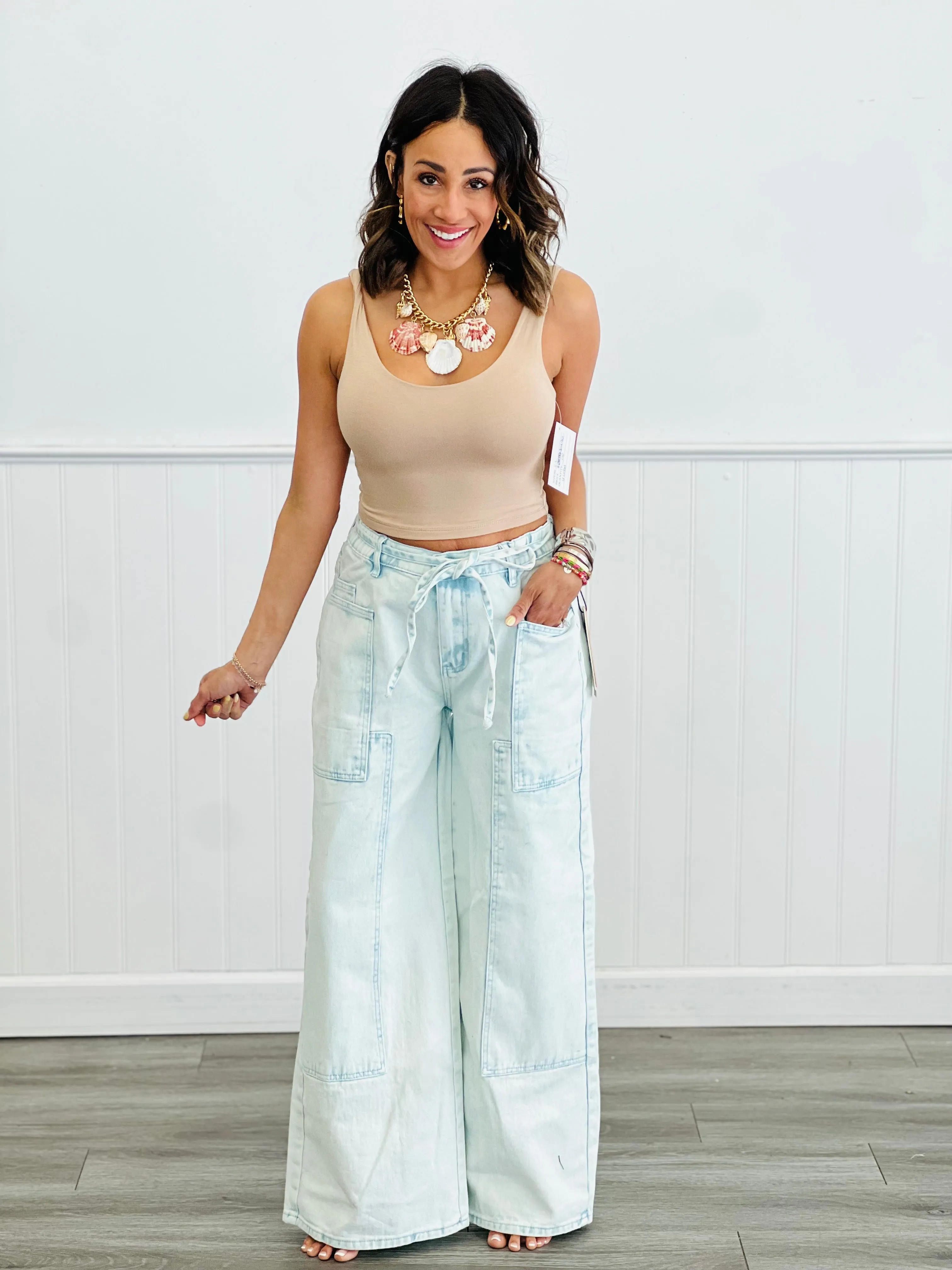 Patchwork Wide Leg Pants (Reg.) - 2 Colors