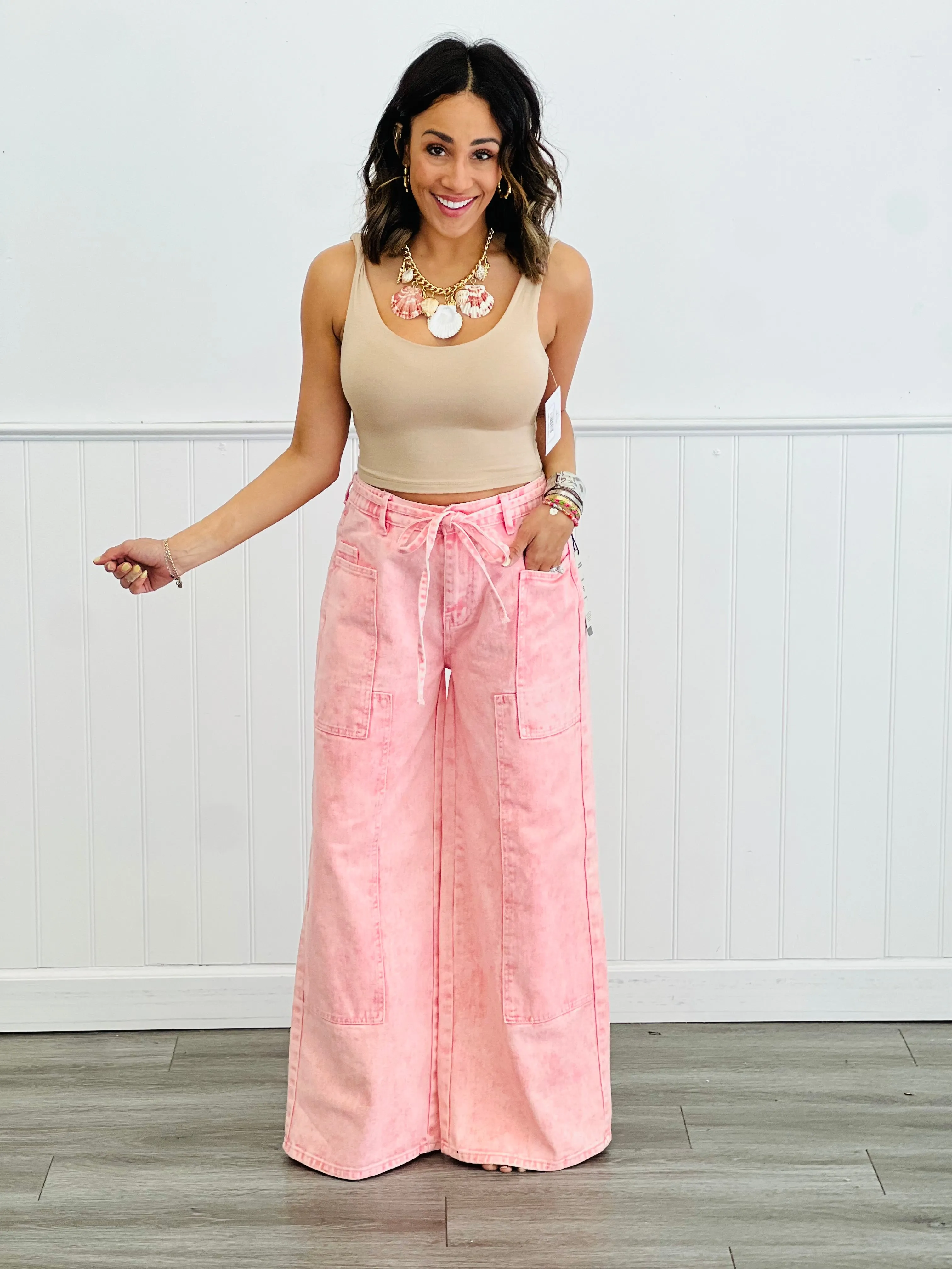 Patchwork Wide Leg Pants (Reg.) - 2 Colors