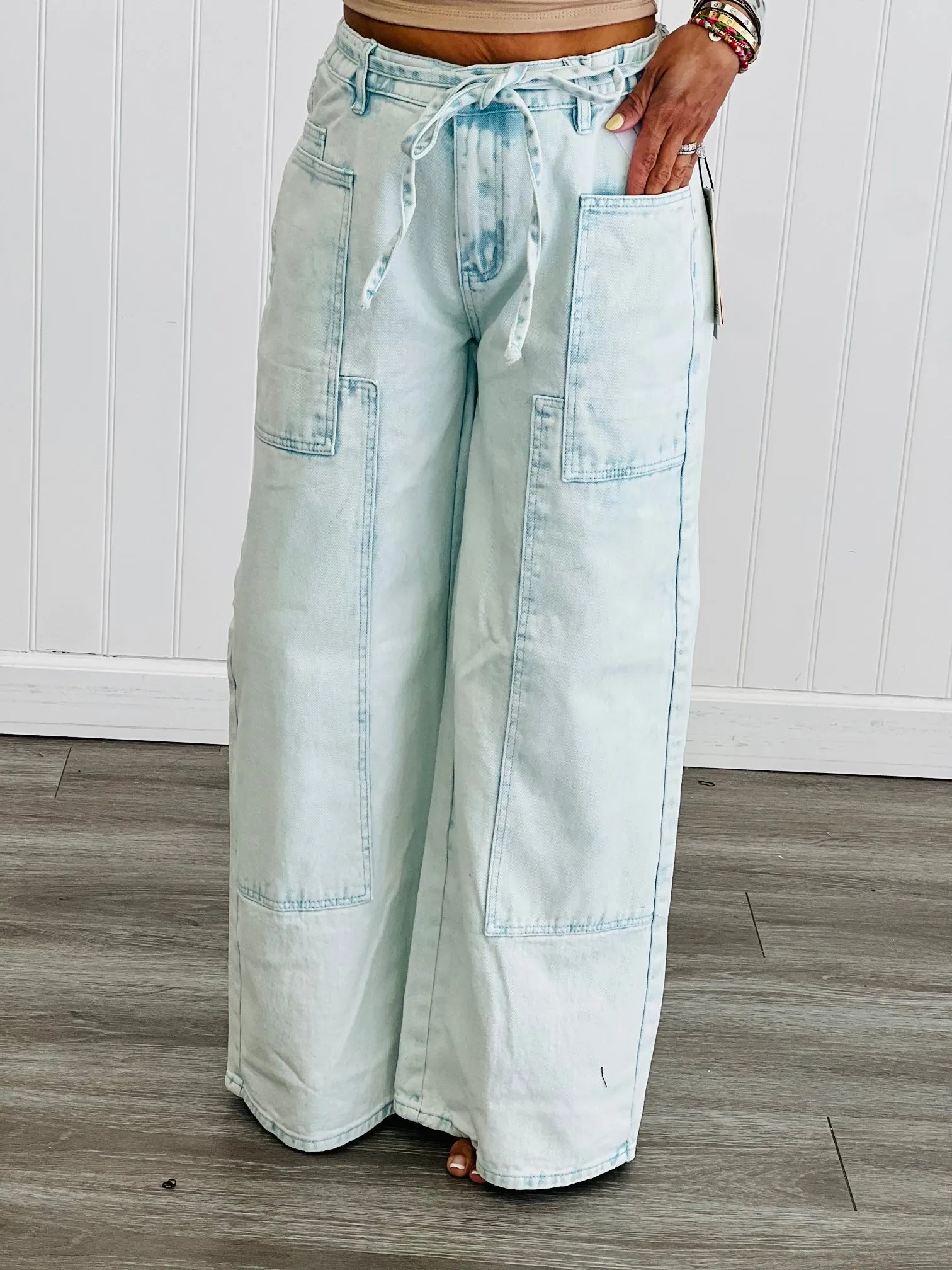 Patchwork Wide Leg Pants (Reg.) - 2 Colors