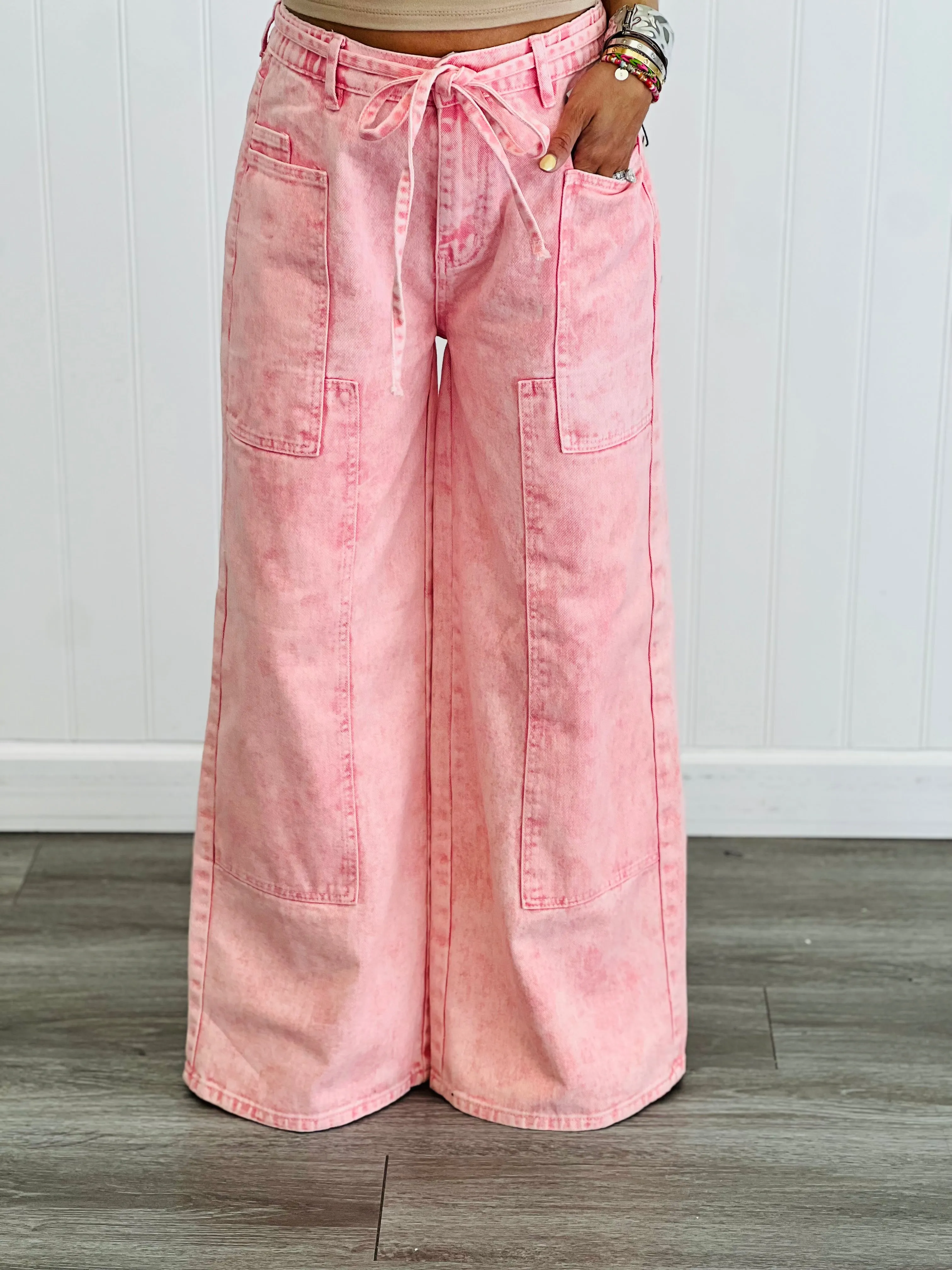 Patchwork Wide Leg Pants (Reg.) - 2 Colors
