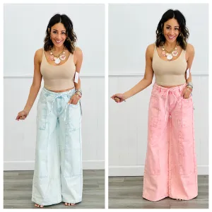 Patchwork Wide Leg Pants (Reg.) - 2 Colors