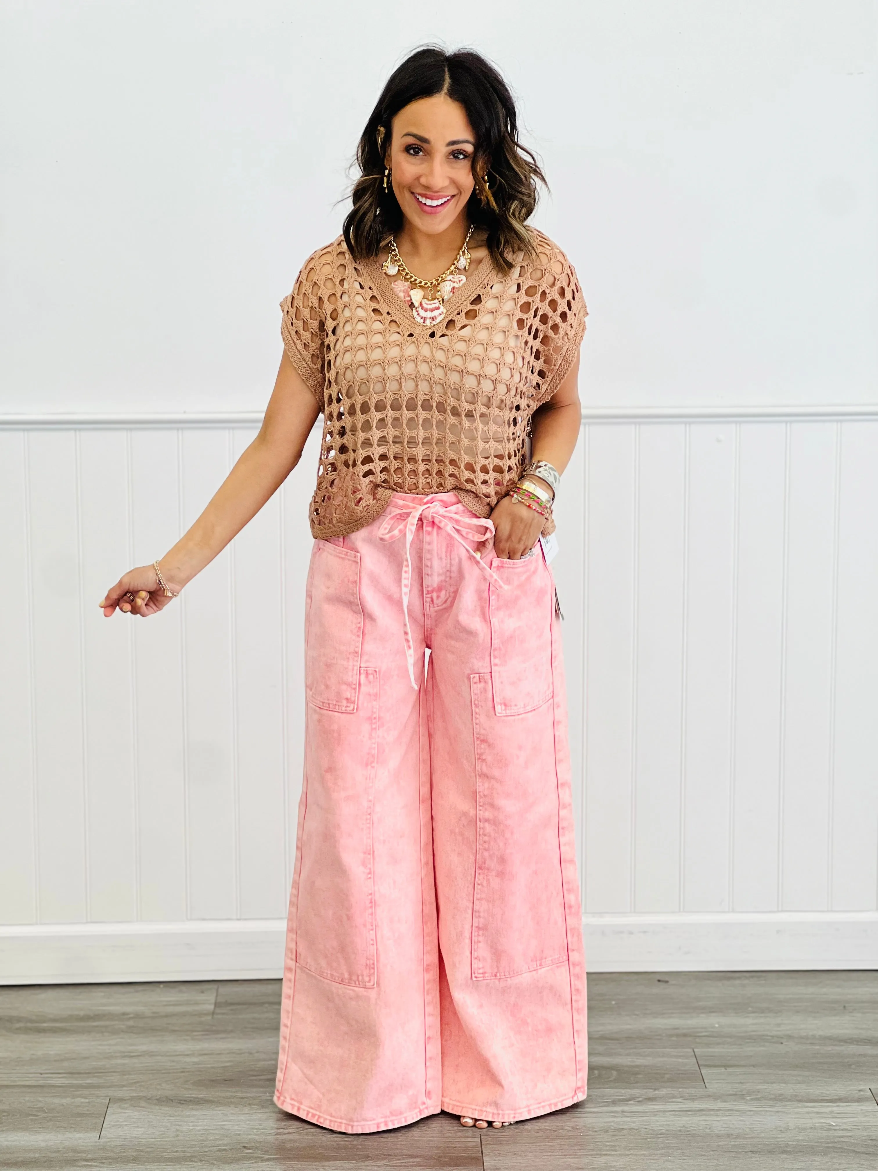 Patchwork Wide Leg Pants (Reg.) - 2 Colors
