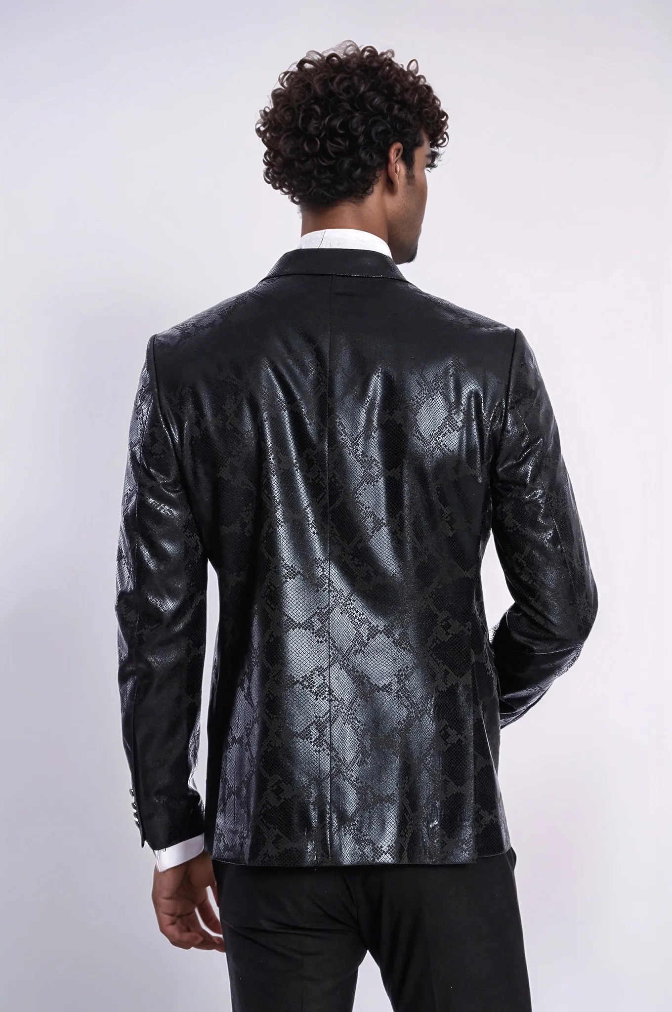 Patterned Slim Fit Black Men's Prom Blazer - Wessi