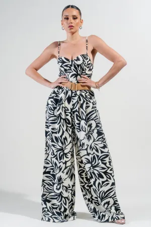 PJ11223B / THICK RAYON LINEN BLEND SMOCKED TUBE TOP & PLEATED WIDE LEG PANTS JUMPSUITS