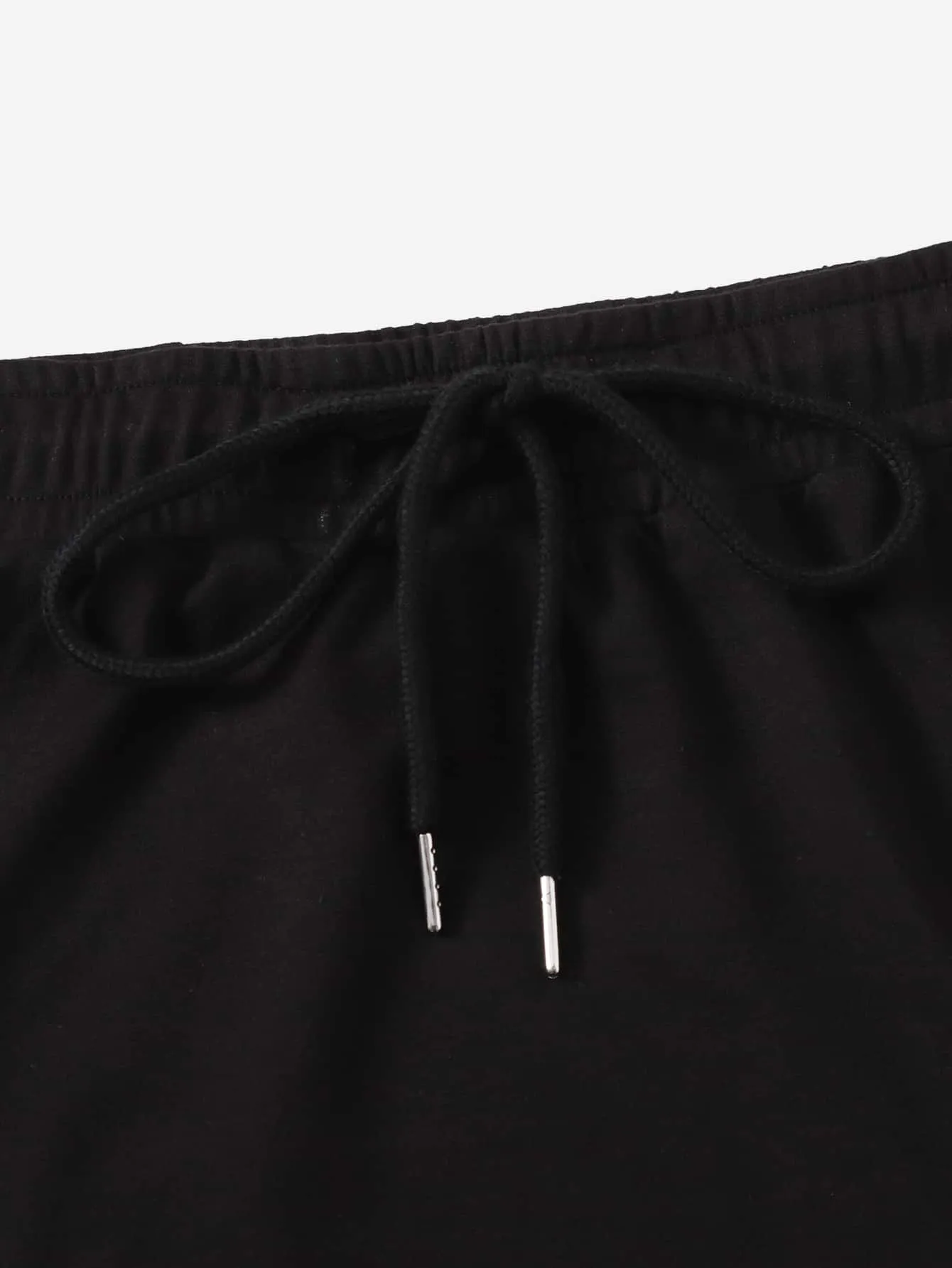 Plain Drawstring Mini Plus Size Skirt