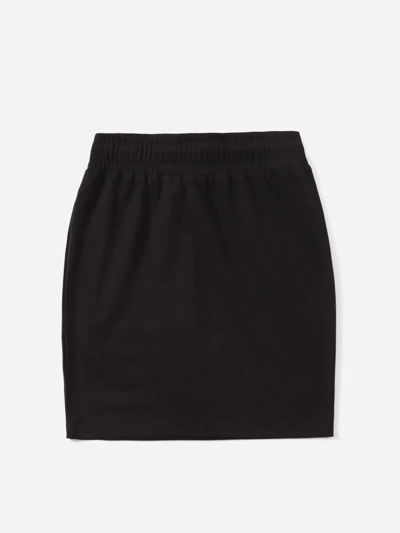 Plain Drawstring Mini Plus Size Skirt
